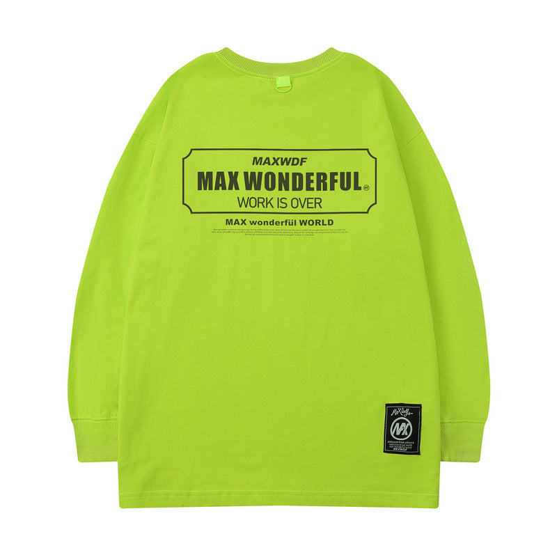 Men Long Sleeve Shirt round Neck Sweater Men's Spring and Autumn Loose Long Sleeve T-shirt Women's Coat