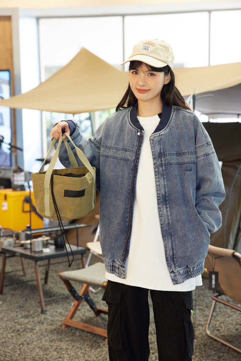 Unisex Jacket Autumn Denim Baseball Jacket Coat Women's Clothing
