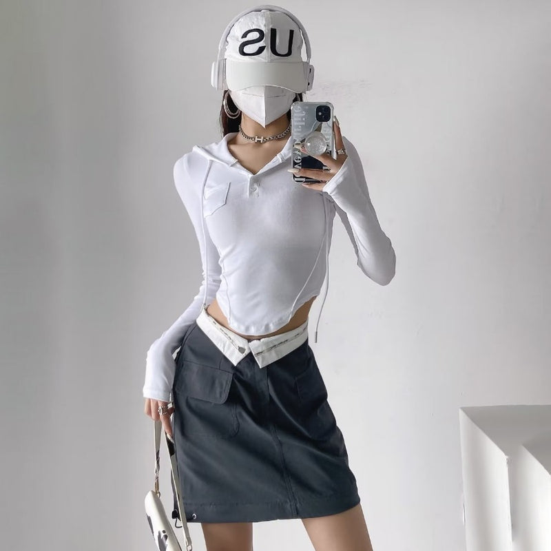 Women T-Shirt Autumn Long-Sleeved Hooded T-shirt