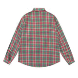 Men's Long Sleeve T Shirt Plaid Shirt Men's Embroidered Letter Long Sleeve Lapel Loose Shirt