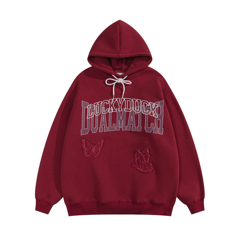 Men Hoodie Butterfly Hoodie Sweater Loose Casual Long Sleeves Pullover