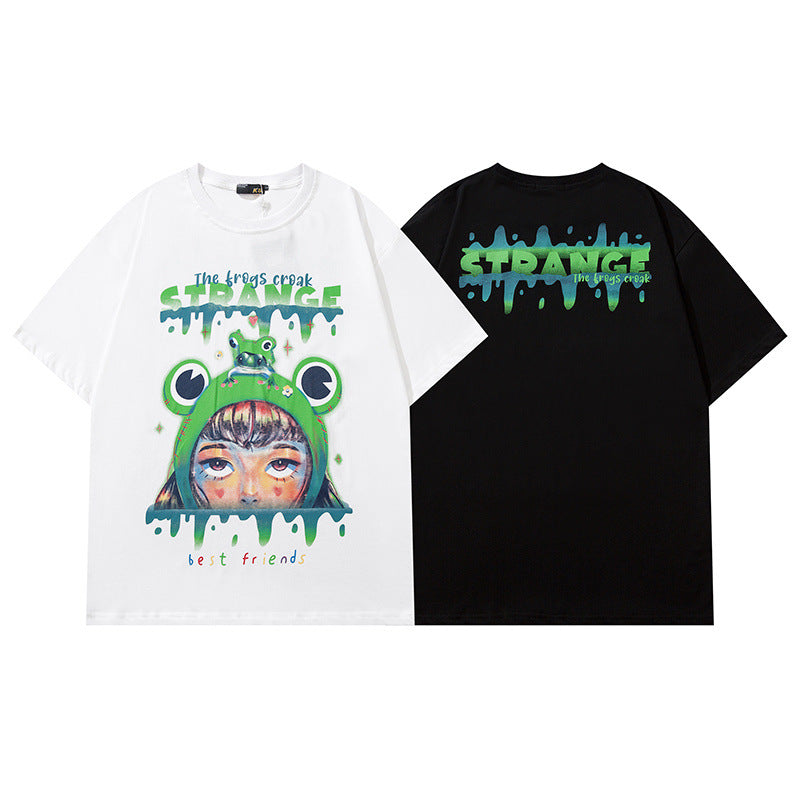 Men T Shirt Printed Short-Sleeved T-shirt Men and Women Casual Couple