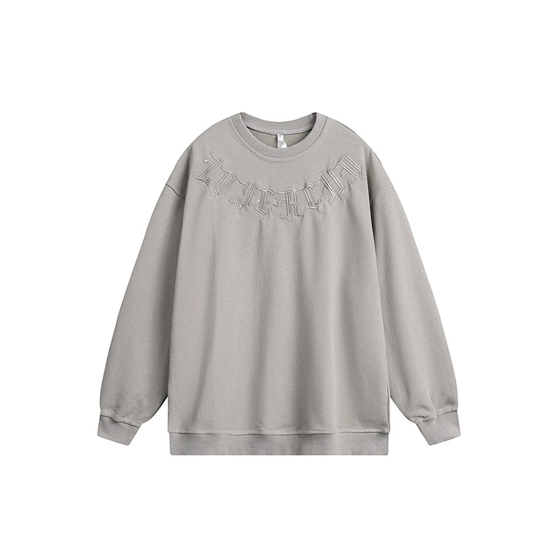 Unisex Hoodie Vintage Embroidered High Street round Neck Sweater for Men and Women