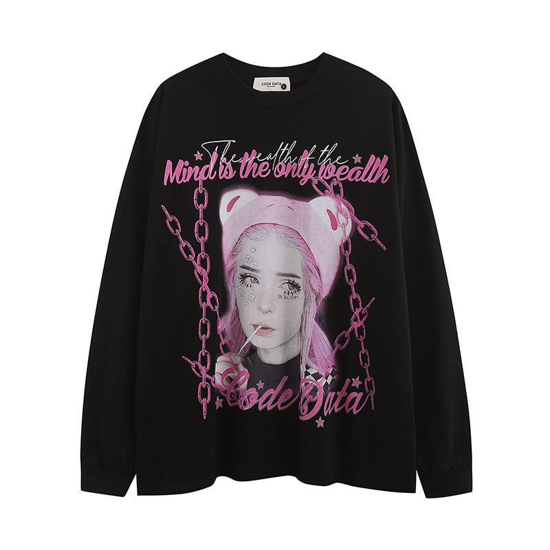 Men Long Sleeve Shirt Personalized Printed Long Sleeve T-shirt for Men and Women Versatile Bottoming Top Autumn and Winter