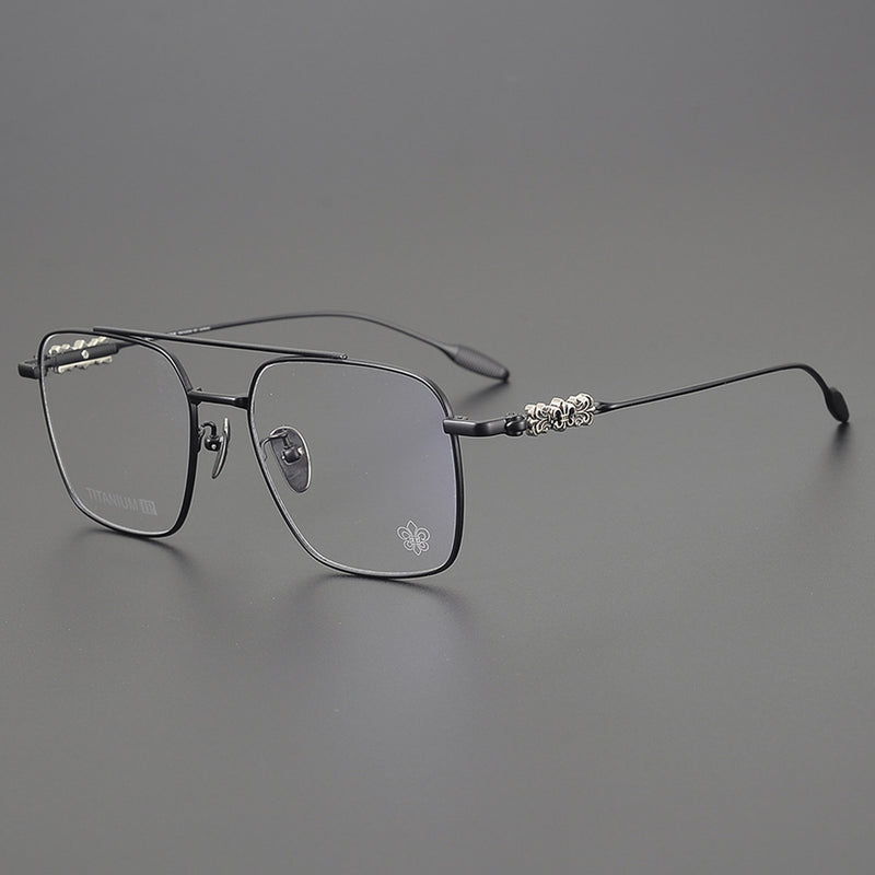 CHH Chrome Hearts Glasses Pure Titanium Ultra Light Wide Large Face Double Beam Myopia Glasses Frame