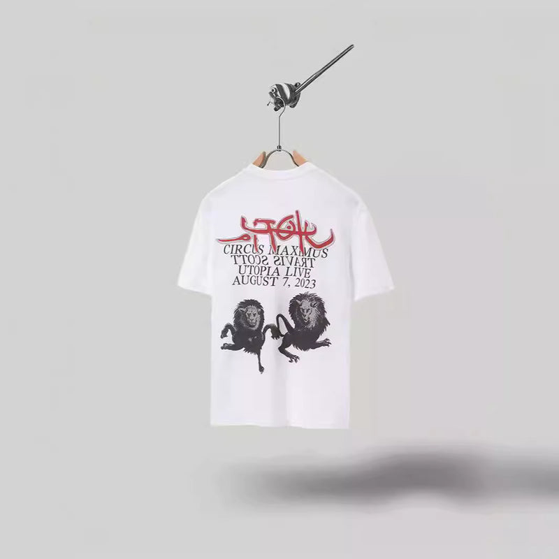 Mens T-shirts Travis Scott Cactus Jack x Utopia Utopia Warhorse Short Sleeve T-Shirt