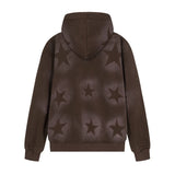 Men Fleece Lined Hoodie XINGX Letter Print Sweatshirt Men's Autumn and Winter Loose Zip Coat