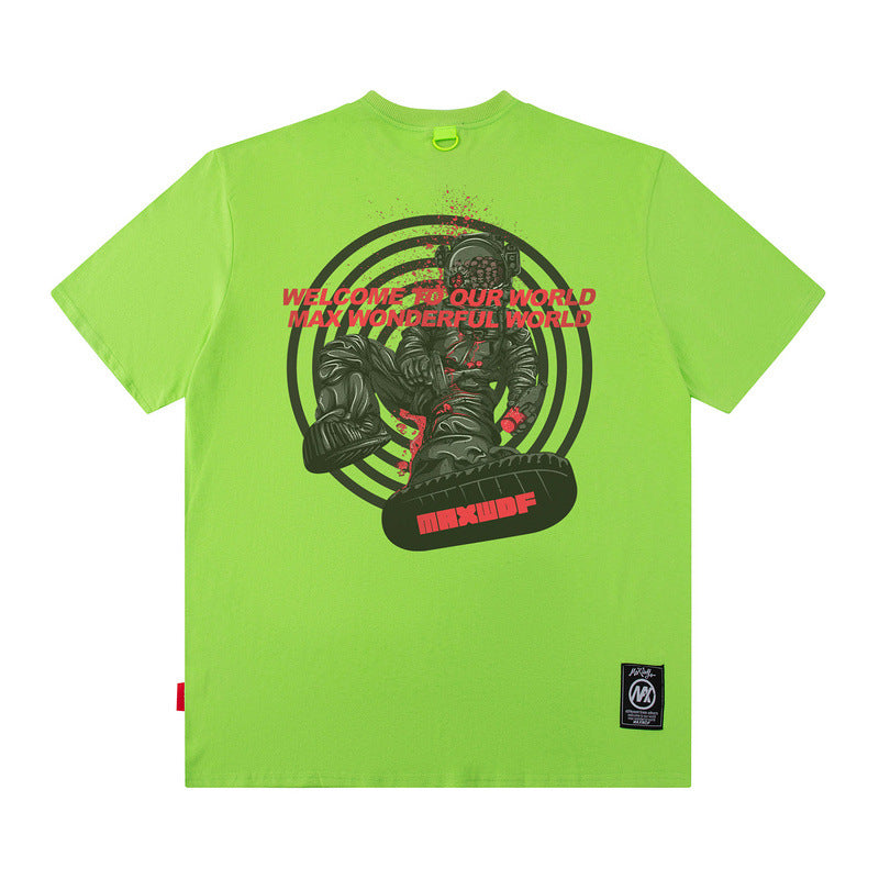 Men T Shirt Vintage Print Short Sleeves T-shirt Men and Women Ins Casual