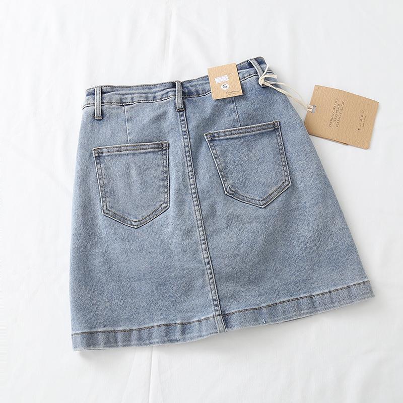 Women Skirt Short Denim Skirt Spring and Summer Retro Denim Skirt