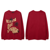 Men Long Sleeve Shirt Foam Printed Distressed Long Sleeve T-shirt Men and Women Hip Hop Loose