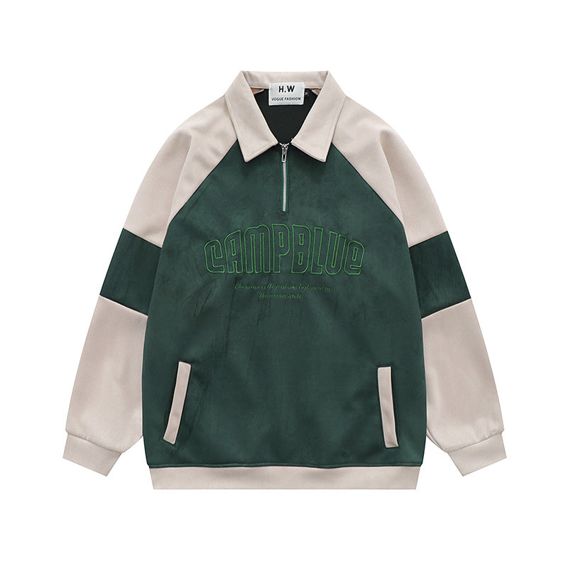 Men Hoodie Lapel Pullover Sweater Men's Casual Long Sleeve Polo Collar Sportswear