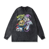 Men Long Sleeve Shirt Cyberpunk Printed Distressed Long Sleeve T-shirt Men and Women Loose