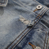 Men Denim Jacket Men's Autumn Loose Wash Distressed Coat