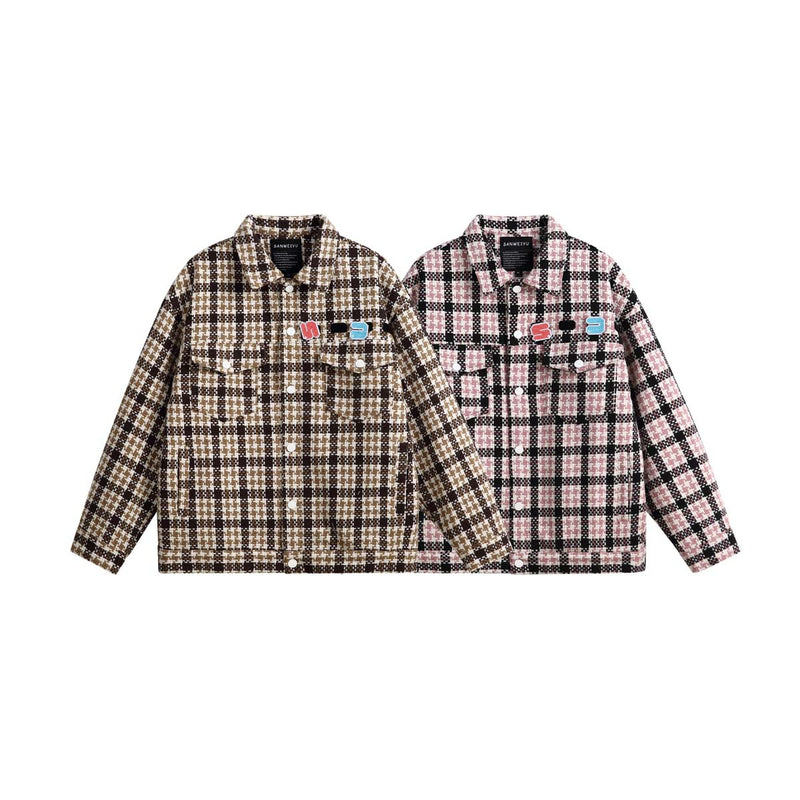 Unisex Jacket Autumn New Plaid Contrast Color Casual Jacket
