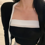 Women Long Sleeve Shirt Multicolor Vest Cardigan Jacket Long-Sleeved Short Suit