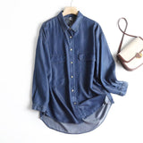 Women T-shirt Autumn Leisure Denim Shirt Top