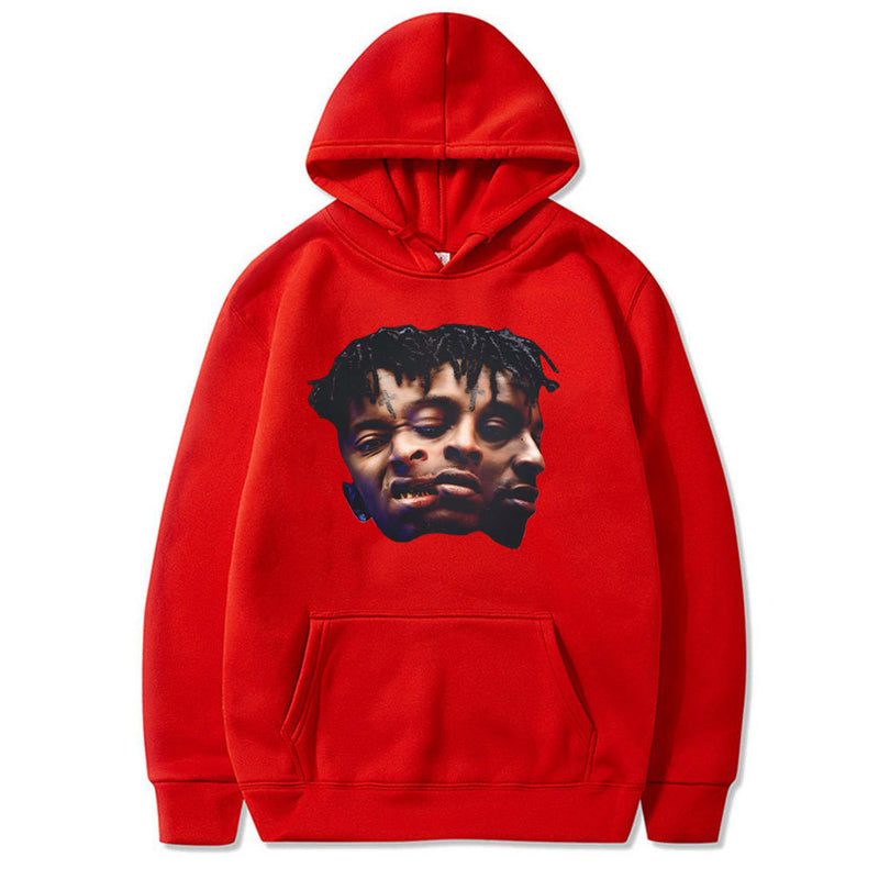 Rapper 21 Savage Big Head Graphics Hoodie Male Gothic