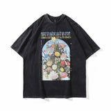Men T Shirt Hip Hop Retro Style Short Sleeve T-shirt Worn Looking Washed-out