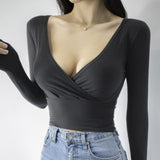 Women Long Sleeve Shirt Women's Tight Slimming Short Top