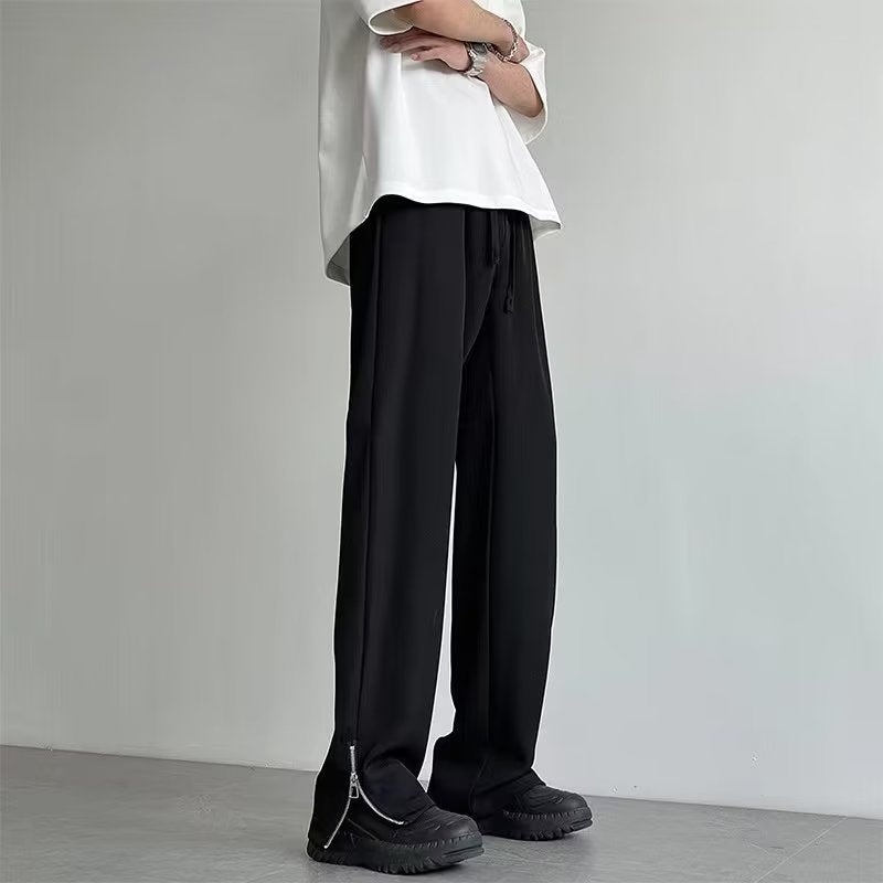 Men Sweatpants Straight Sweatpants Men's Summer Loose Fashion Brand Zipper Casual
