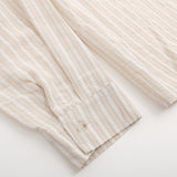 Men Long Sleeved T Shirt Flower Vertical Striped Long Sleeve Shirt Men's Spring and Autumn Loose Shirt Casual