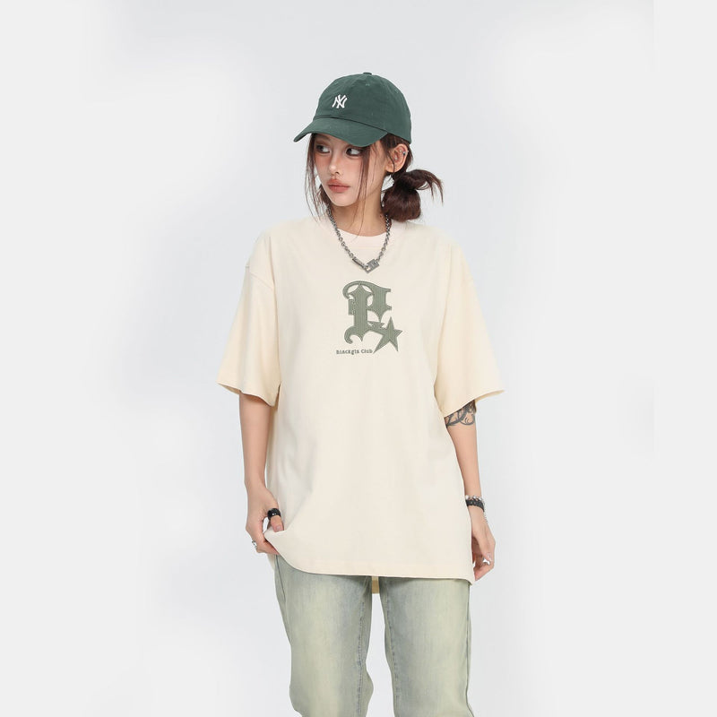 After Prom Shirt Women Fashion Brand High Street Short Sleeve Male Letter Printed Loose Casual Half Sleeves T-shirt