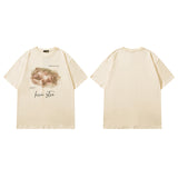 Men's T-shirt Spring and Summer Men's Kitten Printed Short-Sleeved T-shirt Men's and Women's Casual