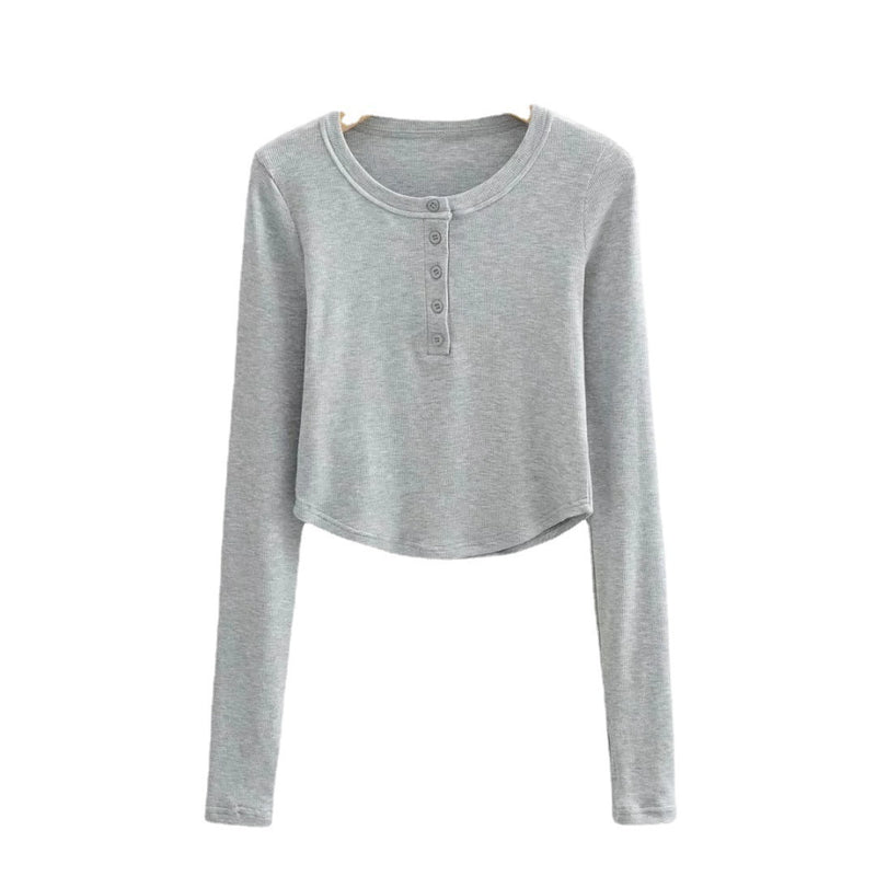 Women T-Shirt Long Sleeve Bottoming Shirt Women's Short T-shirt