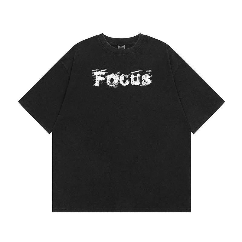 Men T Shirt Retro Washed Loose Half Sleeve Fashion Brand Hiphop Short Sleeve