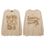 Men Long Sleeve Shirt Dark Series Graffiti Printing Upper Clothes Long Sleeves T-shirt Men and Women