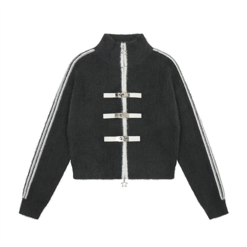 Women Sweater Stand Collar Sweater Women's Short Autumn and Winter Knitwear Coat