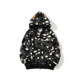 Bathing Ape Hoodie Shark Head Embroidery Luminous Spot Camouflage Double Hood Brushed Hoody Men and Women