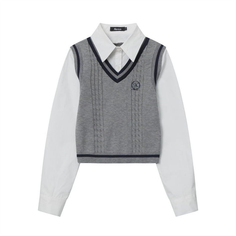 Women Sweater Long-Sleeved Sweater Casual College Style Girls' Autumn Short