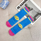 Kapital Sock Hitian Hehong Heel Smiley Face Socks Ins Trendy Street Mid-Calf Autumn and Winter Wool Thick Thread Knitted Socks