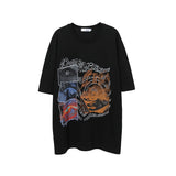 Men's T Shirt Loose Short-Sleeved T-shirt Men's Trendy Retro Printed Hip Hop