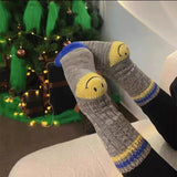 Kapital Sock Pingtian Hehong Wool Thick Needle Smiley Heel Thick Japanese Style Workwear Mixed Color Stripe Socks