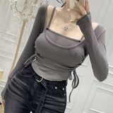 Women Long Sleeve Shirt Camisole Upper Clothes Long Sleeves T-shirt Women