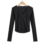 Women T-Shirt T-shirt Bottoming Shirt Spring Long Sleeves Inner Wear Short