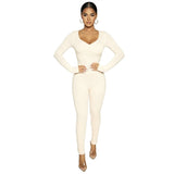 Women Jumpsuit Women's Autumn and Winter Long Sleeve V-neck Tight Trousers