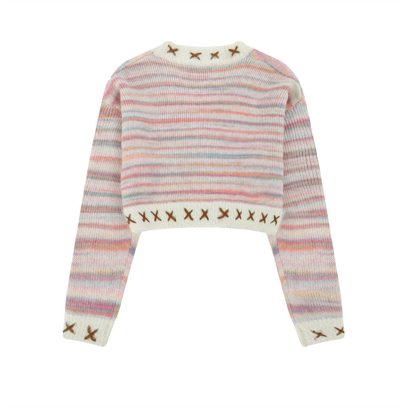 Women Sweater V-neck Sweater Women's Spring Autumn Short Sweater