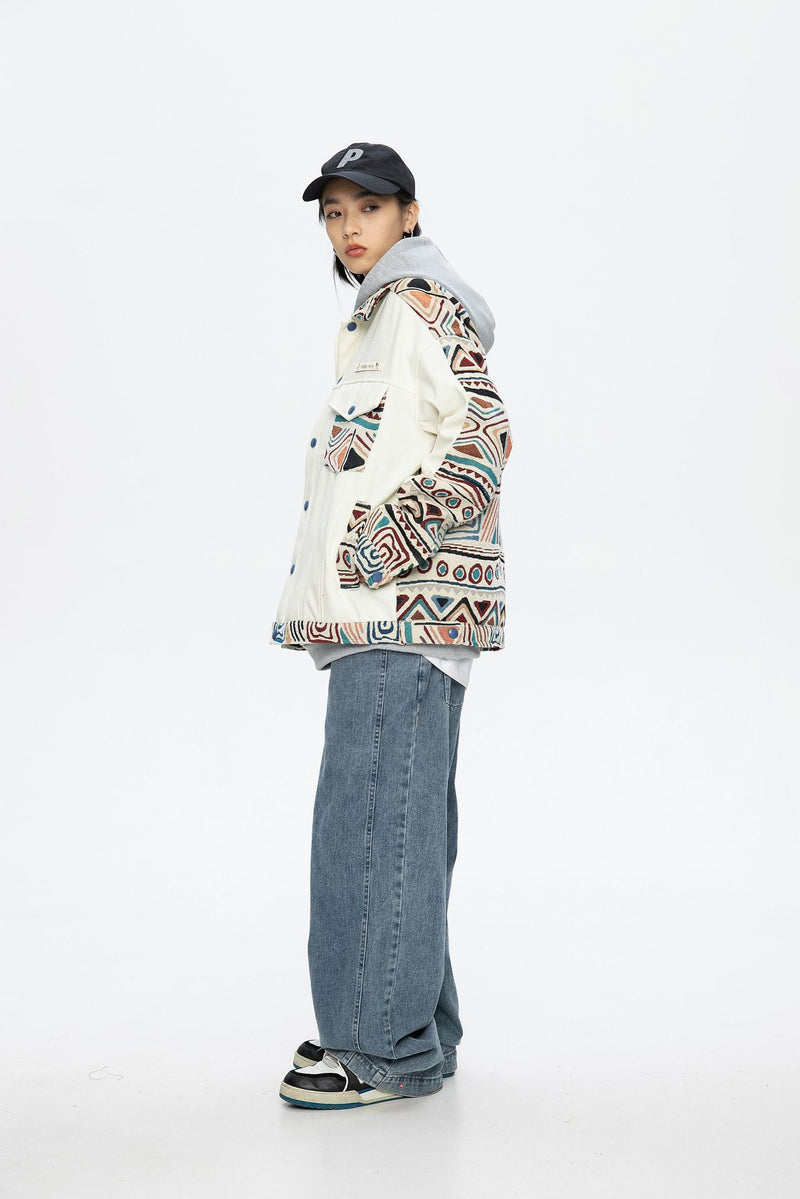 Unisex Jacket Autumn Ethnic Style Splicing Coat Women's Clothing