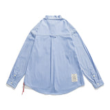 Men Long Sleeved T Shirt Vertical Striped Long Sleeve Shirt Men's Casual round Hem Shirt Loose Outer Fashion