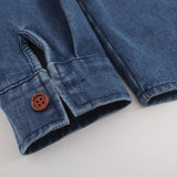 Men Long Sleeved T Shirt Personality Five-Pointed Star Embroidered Pocket Denim Shirt Men's Spring and Autumn Loose Casual