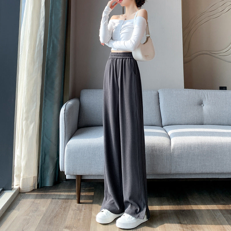 Palazzo Pants Wide-Leg Pants Spring and Autumn Women's High Waist Drooping Gray Casual