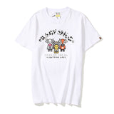 Bathing Ape Summer plus Size Loose Cartoon Anime Print Men's and Women's Short-Sleeved T-shirt