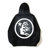 HS Hoodie Vintage Distressed Crack Print Casual Loose
