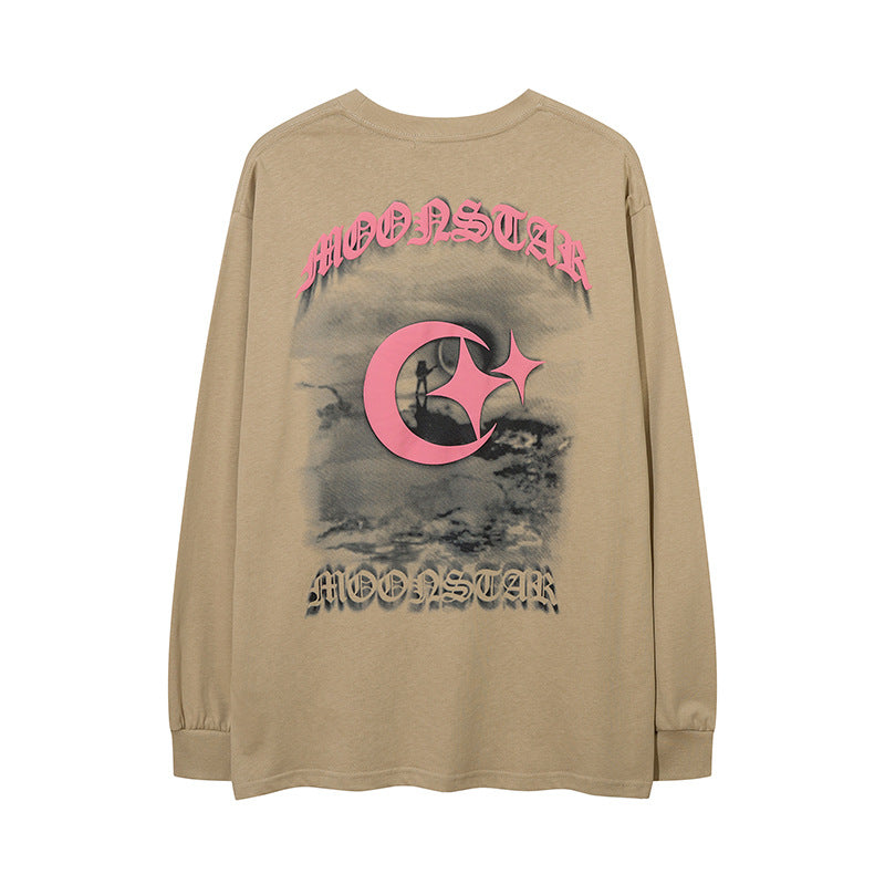 Men Long Sleeve Shirt Gothic Puff Print Couple Long Sleeve Bottoming T-shirt Men and Women