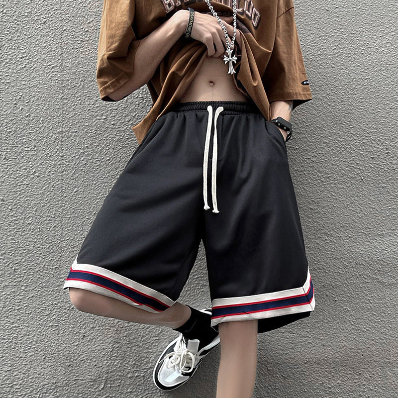 Men Sweatpants Men Summer Hong Kong Style Loose Outer Wear Wide Leg Straight