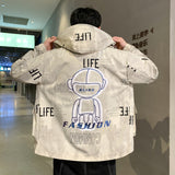 Graffiti Bomber Jacket Men's Spring and Autumn Hooded Jacket