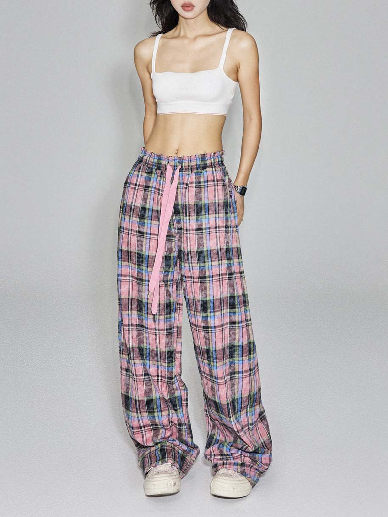 Unisex Jacket Autumn Fried Plaid Casual Trousers
